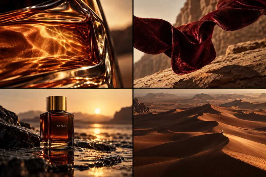 رمال / ذاكرة الضوء — اتجاه إخراجي لحملة عطر تصوّرية